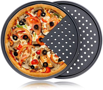 Pizza Pan 13½ inch Round Pizza Tray Pizza Baking Sheet for Home Restaurant Party Healthy & Heavy Duty Dishwasher Safe & Easy Clean - Set of 4