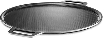 2 Pack Carbon Steel Perforated Non-Stick Tray Tool Crispy 12inch Round for Home Kitchen Dark Gray