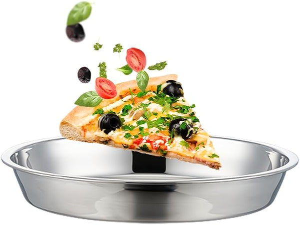 Pan Pizza Pan for Oven Stainless Steel Pizza Tray 10-12-14-16Inch (10x1.4inch)