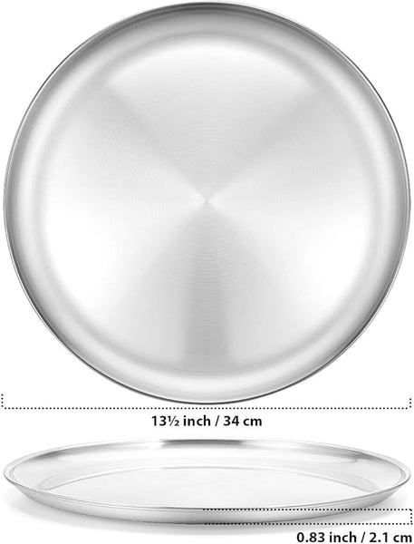 Stainless Steel Pizza Pan 13 inch Round Pizza Baking Sheet Healthy Pizza Baking & Serving Tray Crisper Pan with Dishwasher Safe 2 Pack
