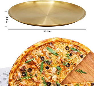 Pan Stainless Steel with Handle Non Stick Pizza Pan for Oven 2.5mm Thickness Pizza Tray for Oven Safe to Use Dishwasher-Friendly