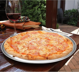 Steel Pizza Pans 17.75 inch Pizza-Pan for Oven Steel Pizza Tray Round Pizza Plate Pack of 1 (Oversize for 6-person Meal)