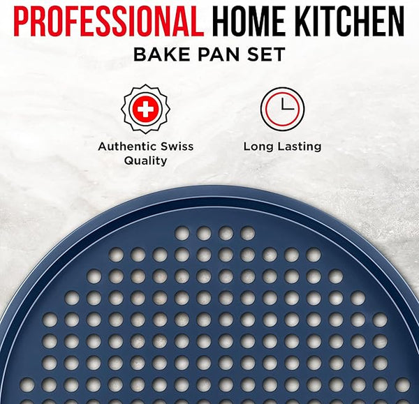 12 Inch Pizza Pan Set of 8 Stainless Steel Pizza Tray Round Non-Stick Coating Pizza Plate for Oven Kitchen Baking Home Restaurant Dishwasher Safe （Silver）