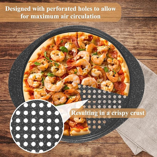 12 Pieces Pizza Pan Bulk Restaurant Aluminum Pizza Pan Set Round Pie Cake Plate Rust Free Cake Tray for Oven Baking Home Kitchen Restaurant Easy Clean(16 Inch)