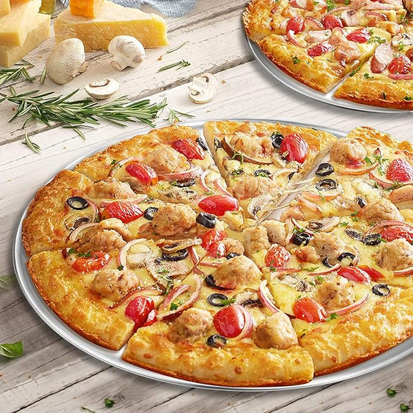 Steel Pizza Pans 17.75 inch Pizza-Pan for Oven Steel Pizza Tray Round Pizza Plate Pack of 1 (Oversize for 6-person Meal)