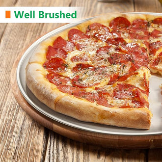 CHEF Pizza Pan Set of 2 Stainless Steel Pizza Tray Round Pizza Plate For Pie Cookie Pizza Cake Non Toxic & Heavy Duty Dishwasher Safe & Easy Clean 13.5 Inch & Silver