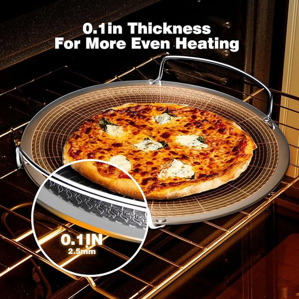 16 inch Pizza Pans with Holes Interior Diameter 13 Inch Round Pizza Tray for Oven Non Stick Perforated Carbon Steel Pizza Pan
