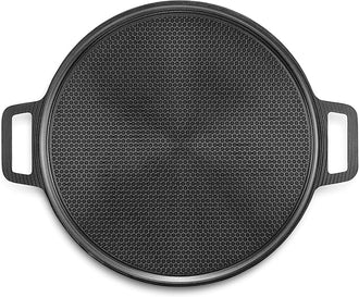 2 Pack Carbon Steel Perforated Non-Stick Tray Tool Crispy 12inch Round for Home Kitchen Dark Gray