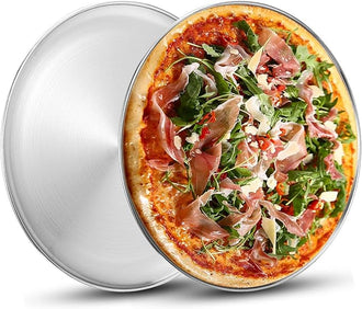 Stainless Steel Pizza Pan 13 inch Round Pizza Baking Sheet Healthy Pizza Baking & Serving Tray Crisper Pan with Dishwasher Safe 2 Pack